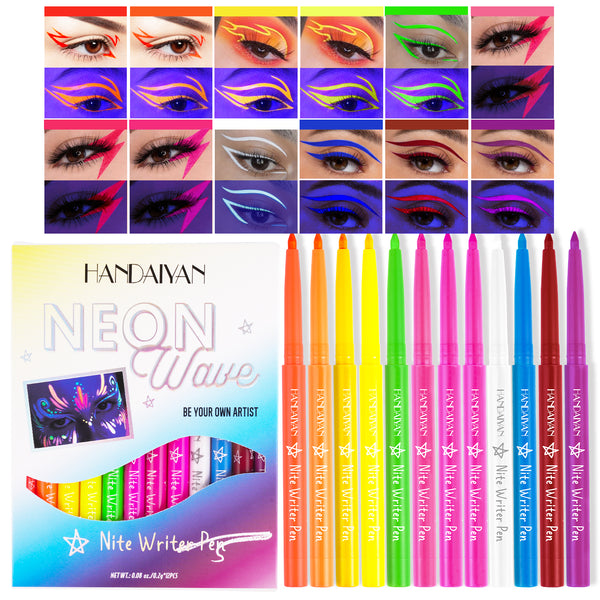 HANDAIYAN UV Fluorescent Festival 12 Colors Eyeliner Set handaiyan